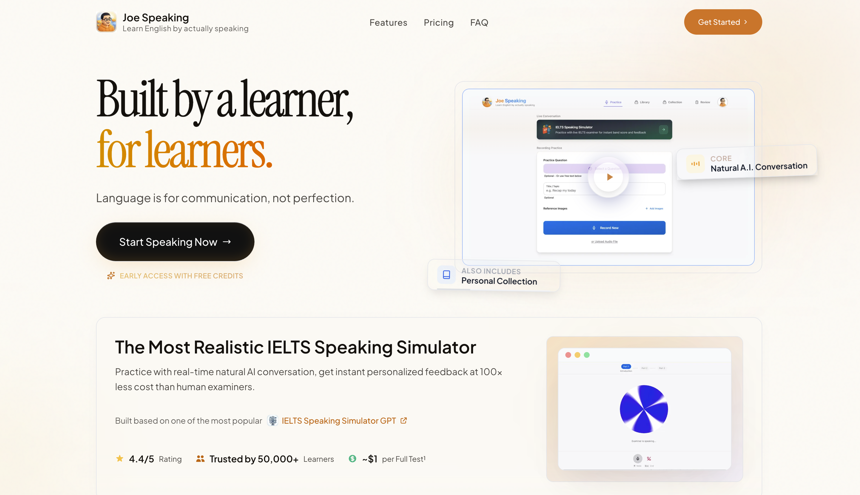 Joe Speaking product screenshot